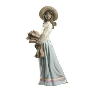 Statuine di porcellana donna con grano