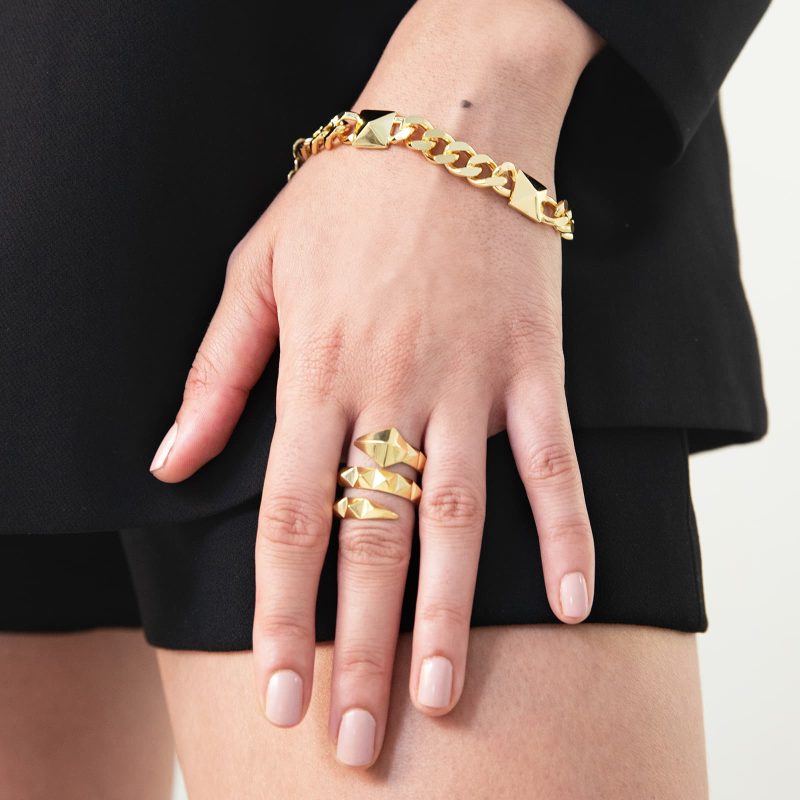 bracciale UNOAERRE dorato con piramidi