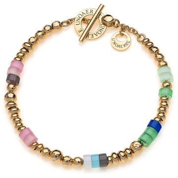 Bracciale in argento dorato con dischetti colorati